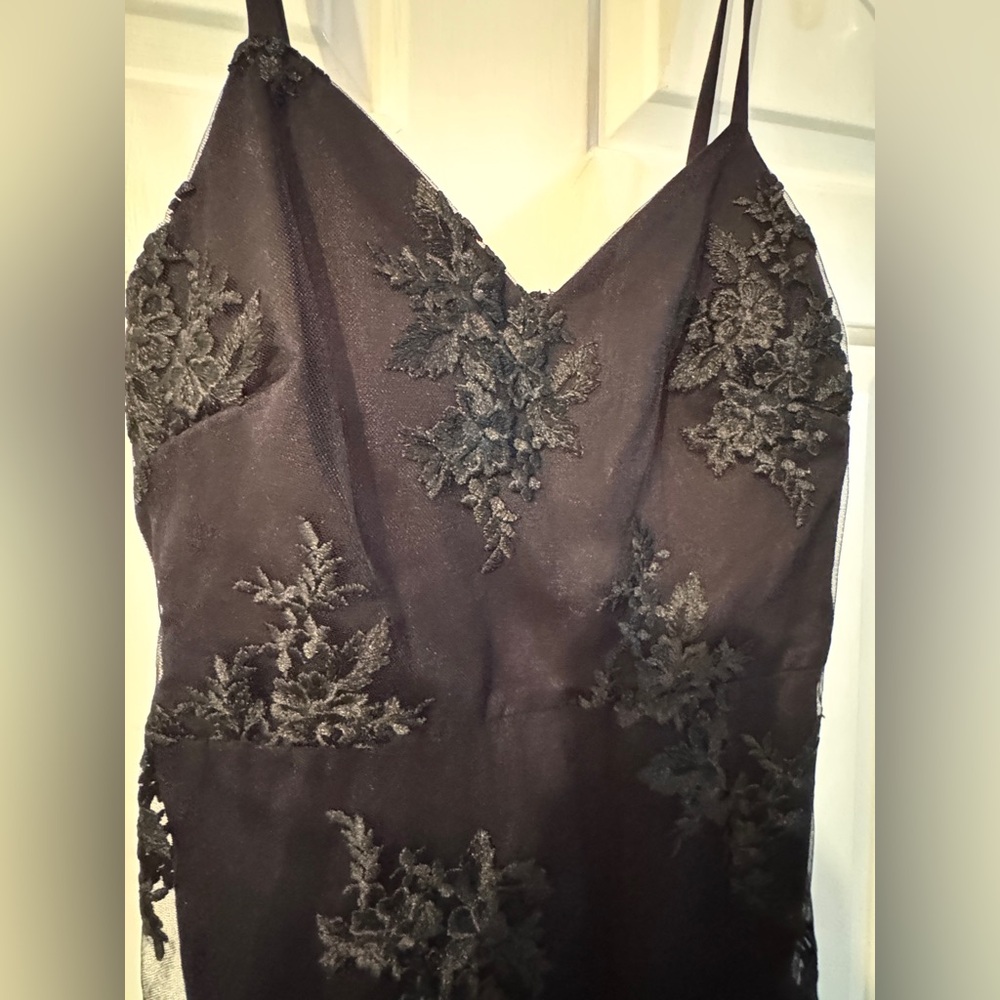 GUESS Embroidered Mesh Illusion Scalloped Hem Asymmetrical Dress Size 0 EUC - Picture 8 of 13